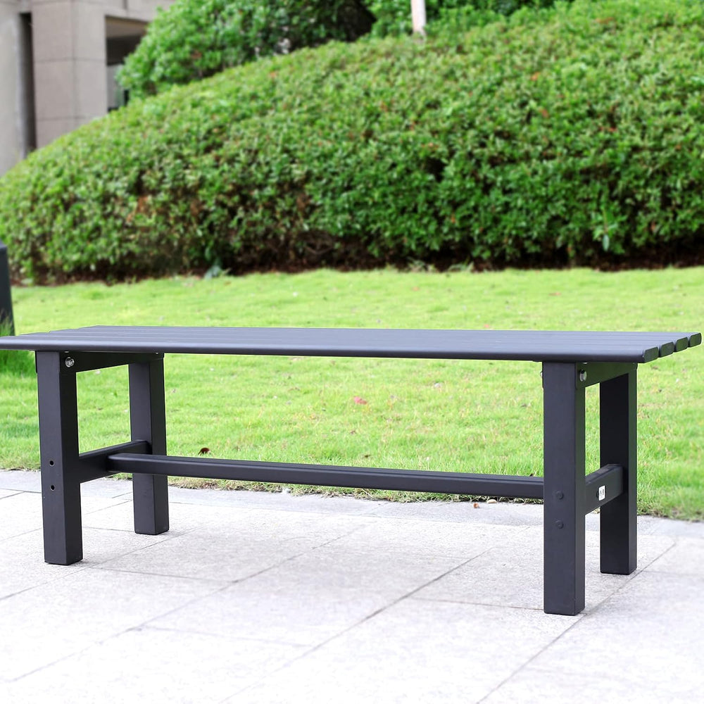 Aluminum Outdoor Patio Bench Black,47.2 x 14.2 x 15.7 inches,Light Weight Hig...