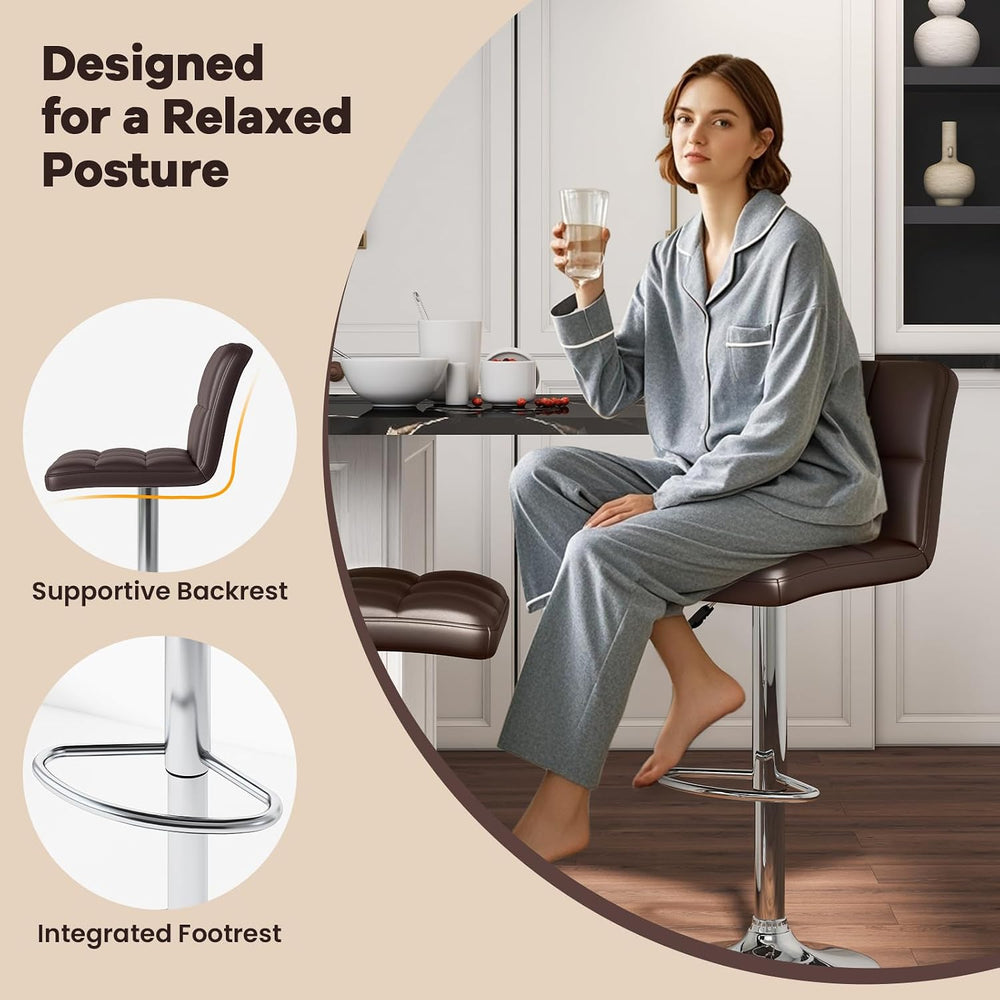 GOFLAME Bar Stools Set of 2, PU Leather Bar Chairs with Adjustable Height, 36...