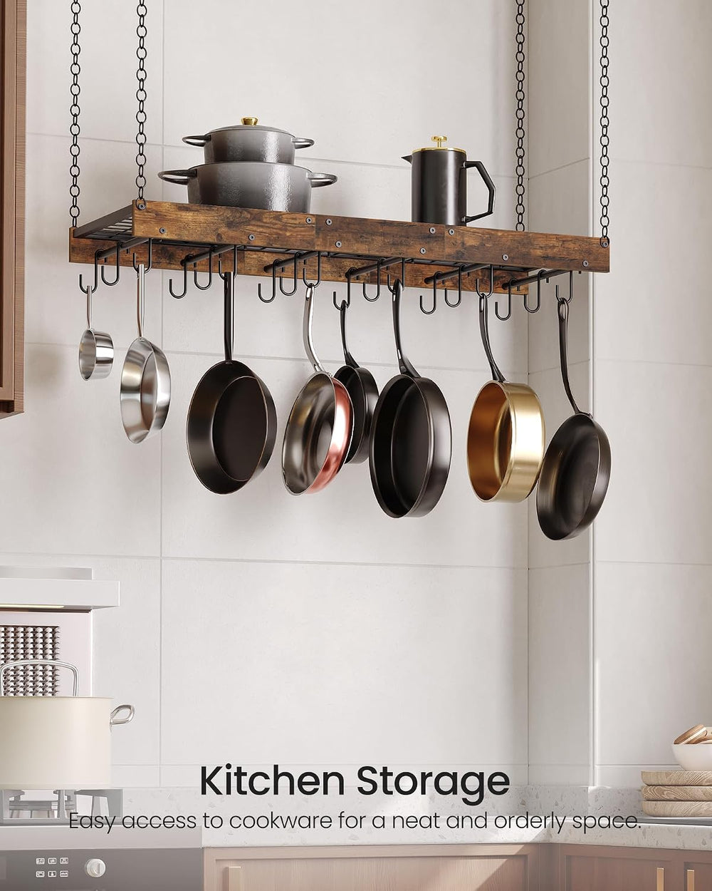 CHOEZON Hanging Pot Rack, Ceiling Wall Mounted Pot Rack for Kitchen, Industri...