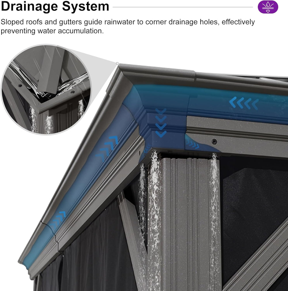 PURPLE LEAF Outdoor Gazebo 12' x 20' w/Lights & 4.7" Thick P...