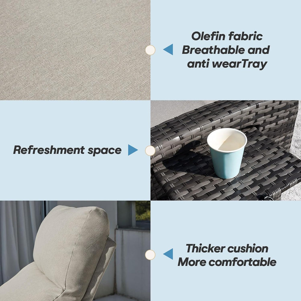 Upgraded Outdoor Recliner Chair, Reclining Patio Chairs with Adjustable Back ...