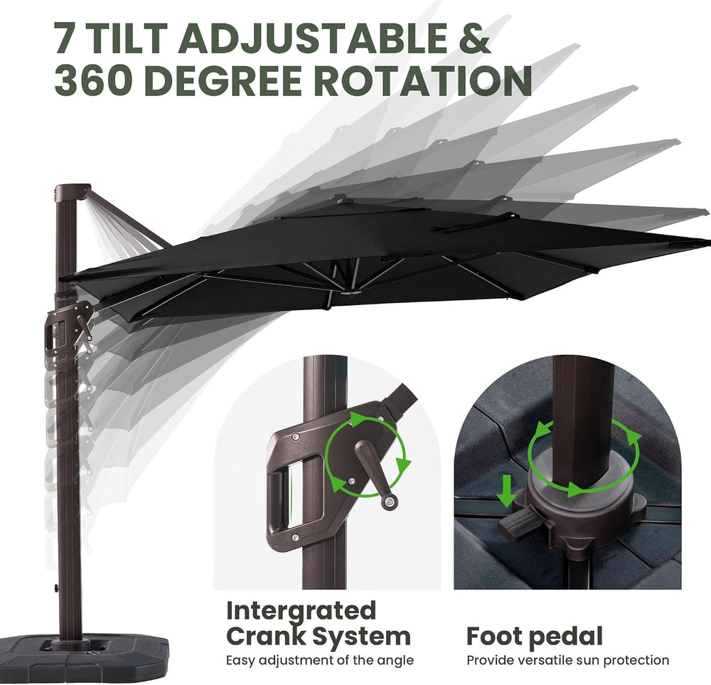 9' X 12' Cantilever Patio Outdoor Umbrella with Base Included