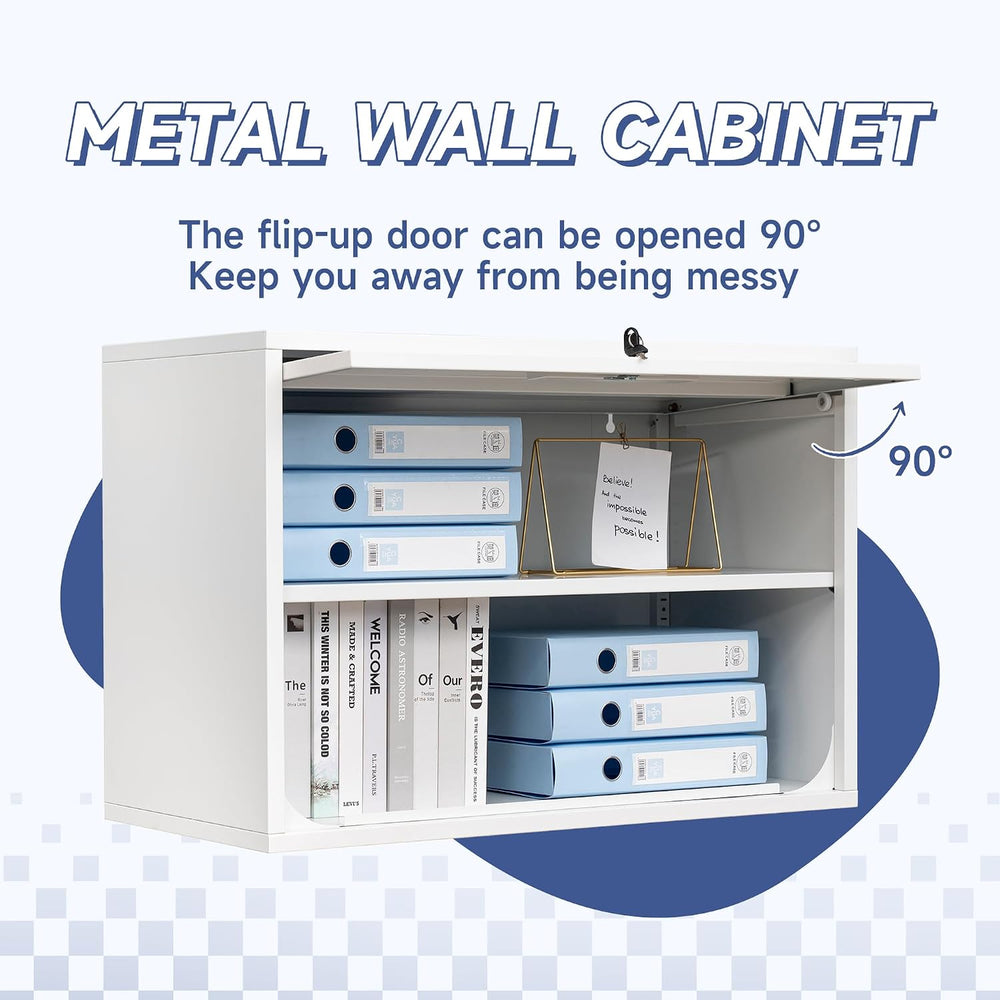 Metal Wall Cabinet with Locking Door and Shelf, Hanging Garage Cabinets with ...