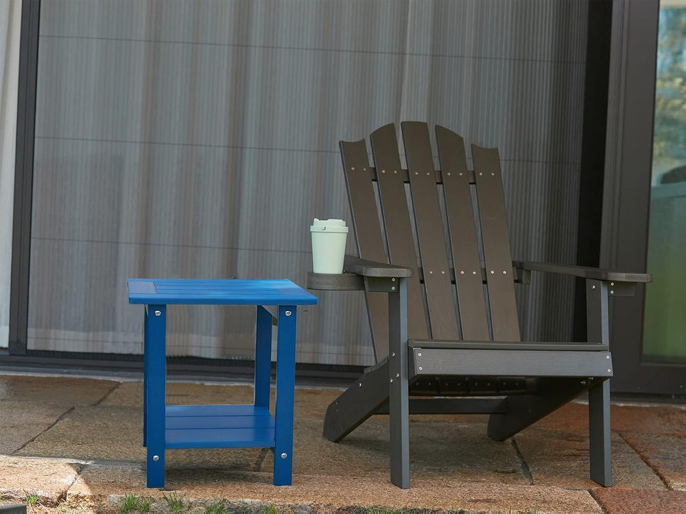 Meluvici Double Adirondack Outdoor Side Table Weather Resistant, Outdoor Rect...
