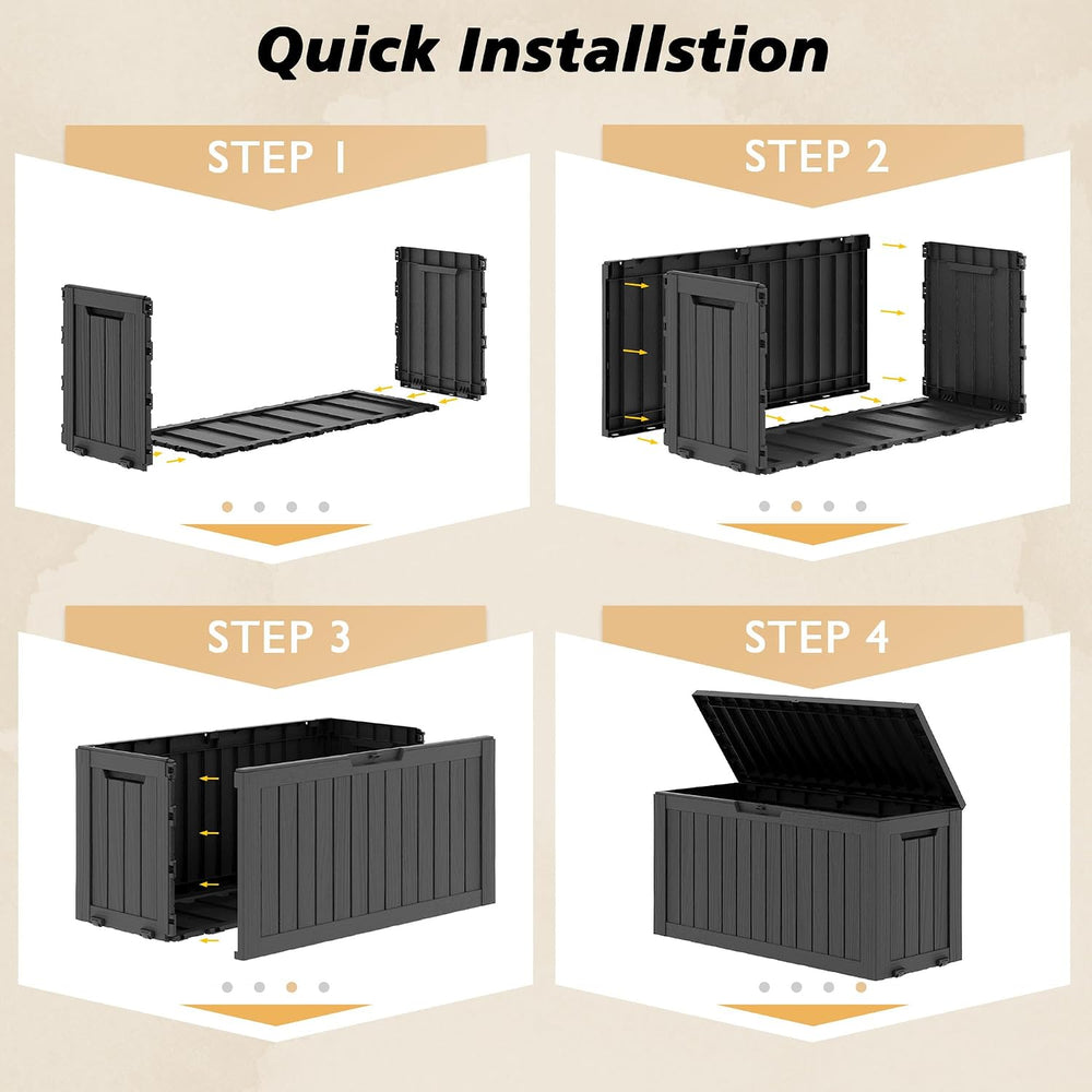 Fancyango 85 Gallon Large Outdoor Storage Deck Box Waterproof, Carbon Black