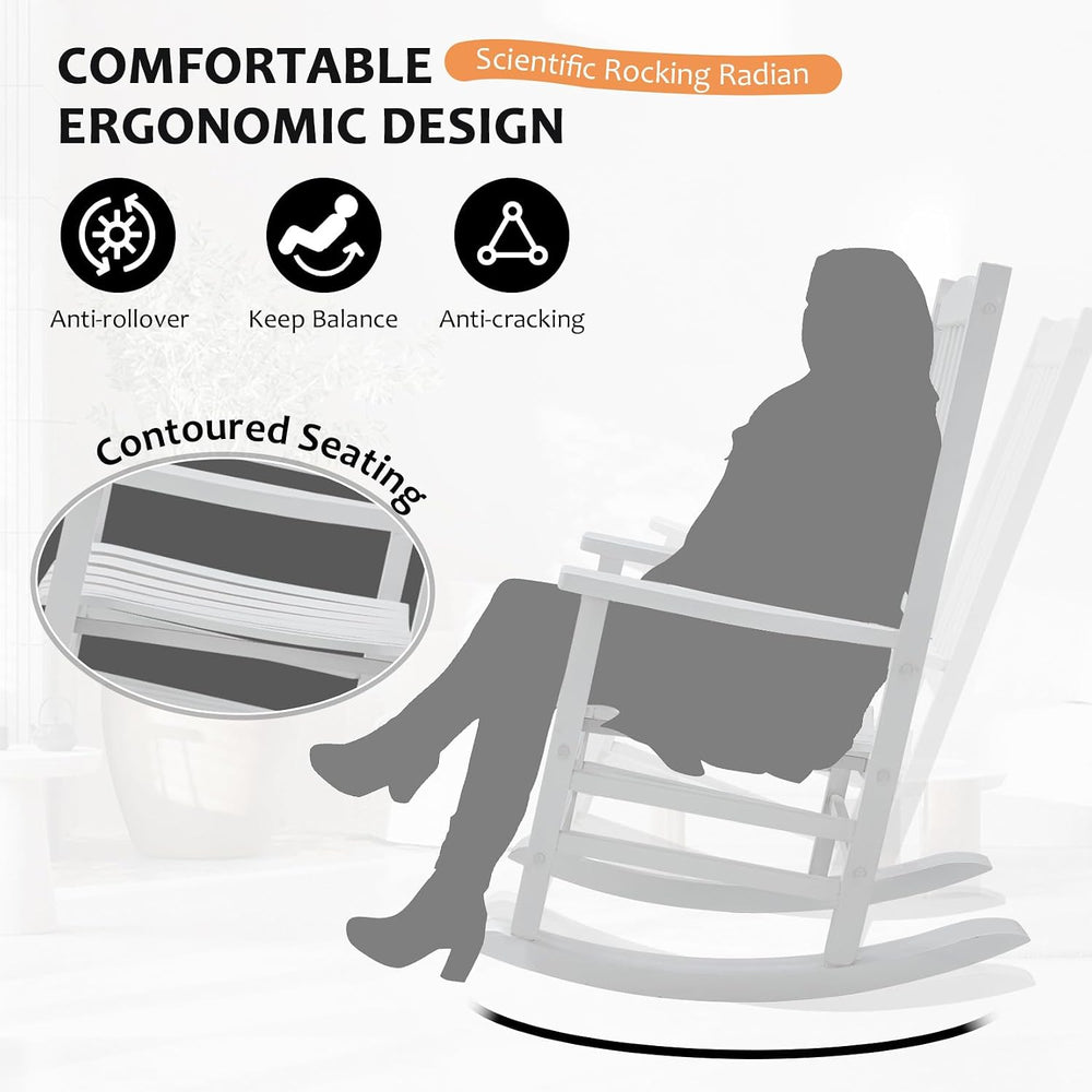 Hupmad Wooden Rocking Chair Outdoor Oversized Porch Rocker Chair,Patio Wooden...