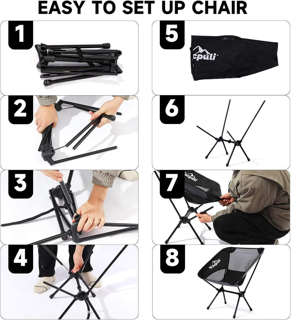 Camping Backpack - Aviation Aluminum Table Frame + 2 Folding Camping Chairs,+...