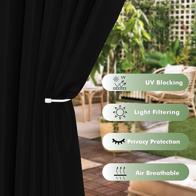 HolidayIdeas Outdoor Curtains for Patio Waterproof, 8 Panels - 54x84 Inches -...