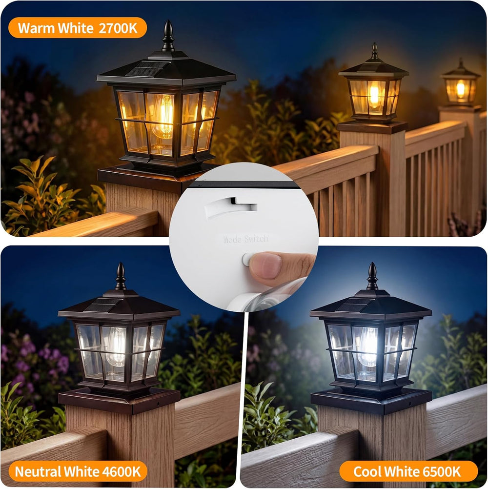 JOFIOS Solar Post Cap Light 4pack,3 Color Temps,fit 4x4/5x5 Deck Fence Post