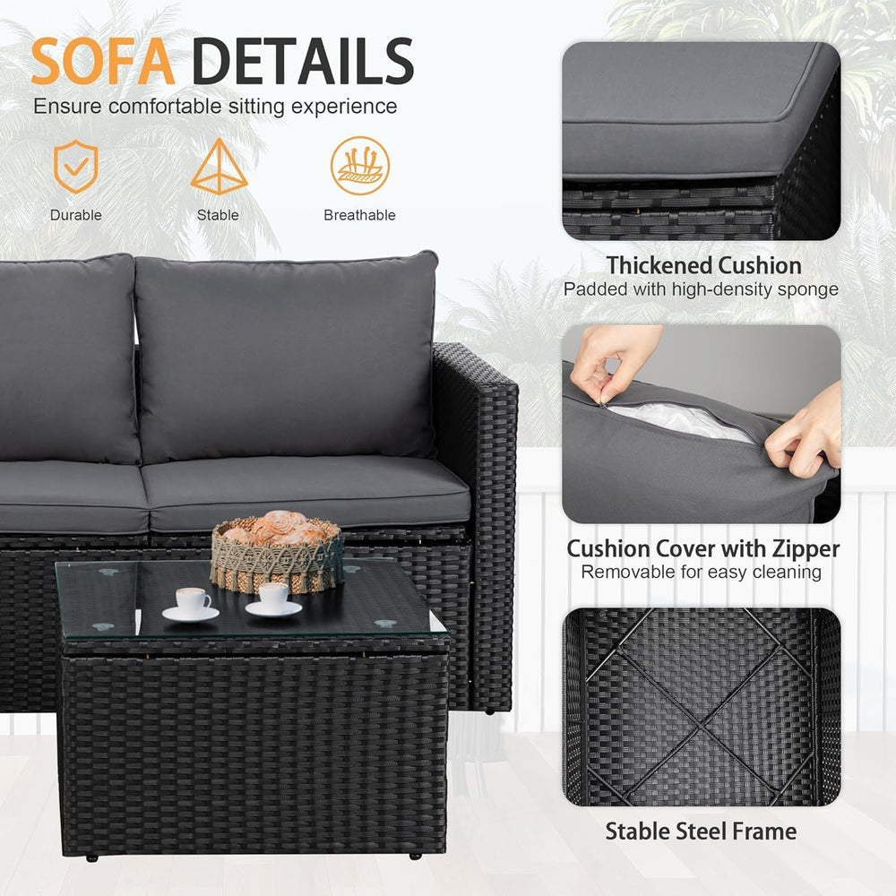 Shintenchi Outdoor Sectional Patio Furniture Set 4-Piece, All-Weather PE Ratt...