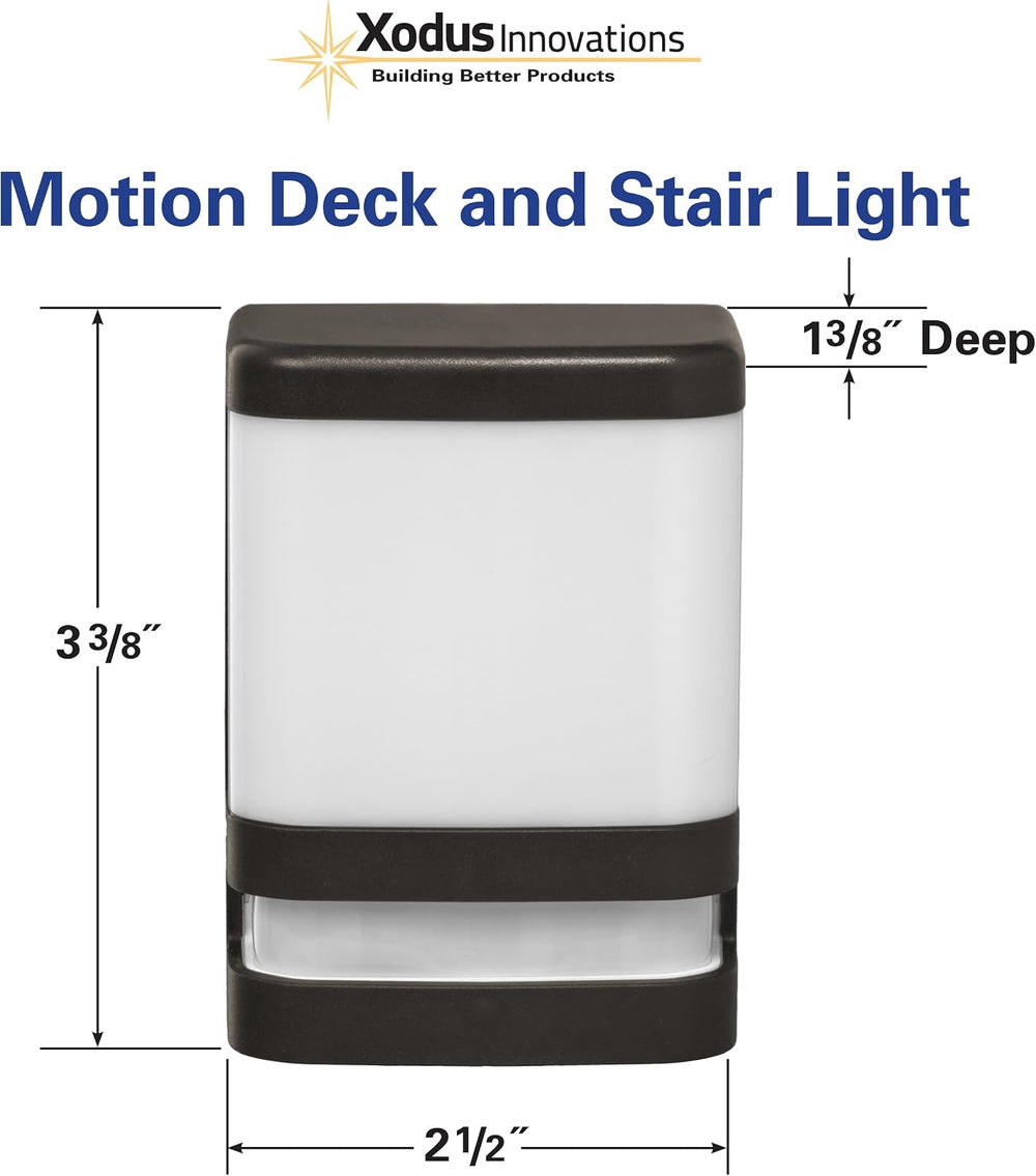 Xodus Battery Operated LED Deck & Stair Light, Motion Sensor, Black, 3 Pack