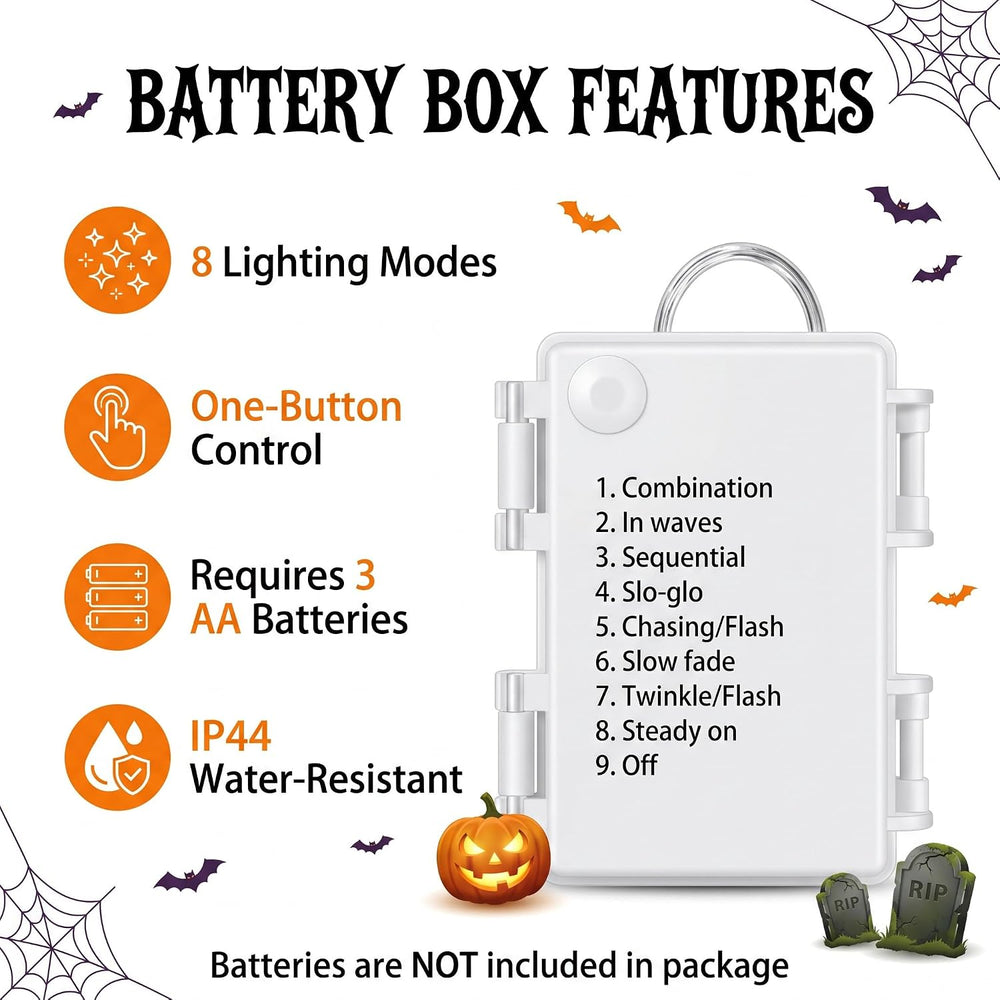 Halloween Skeleton Arm Stakes 4‑Pack, 160 Purple LED Battery‑Powered Lights