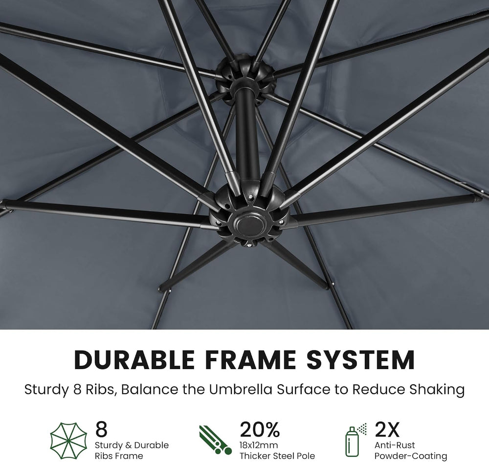 10FT Cantilever Offset Outdoor Patio Umbrella with Base Included