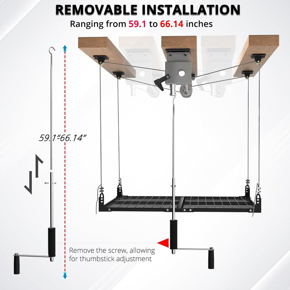 Overhead Garage Storage Rack,4x4FT Garage Ceiling Storage Racks,Lift Storage ...