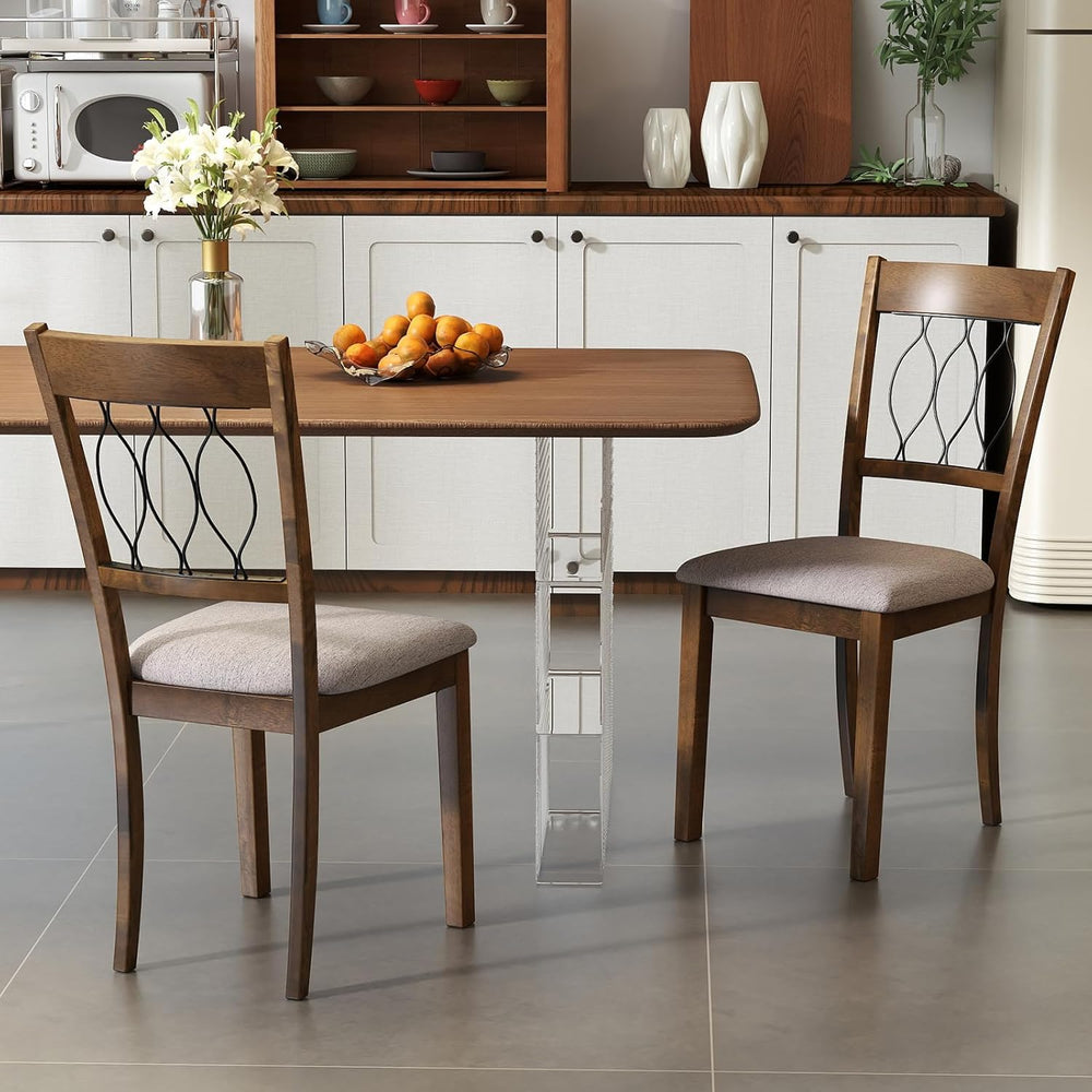 GIANTEX Dining Chairs Set of 4, Fabric Upholstered Armless Kitchen Chairs w/H...