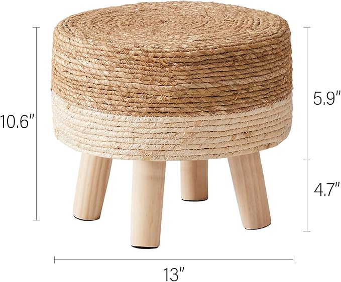 Cpintltr Foot Stool Natural Seagrass Hand Weave Poufs Round Ottoman for Couch...