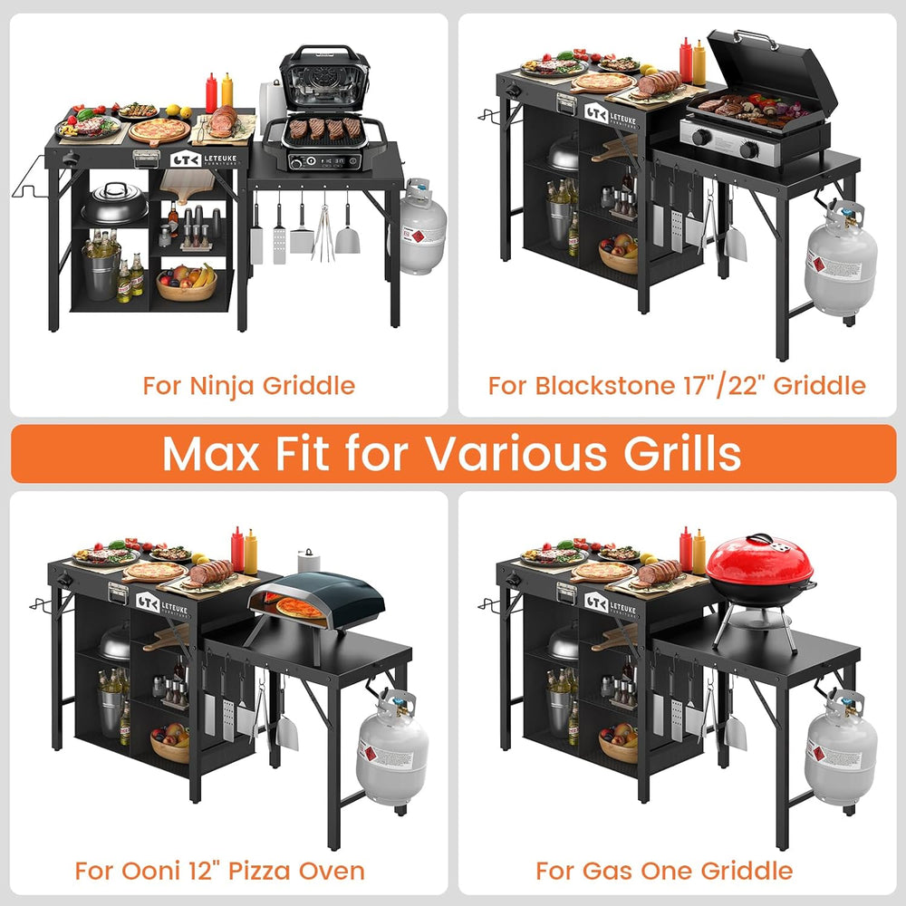 Grill Table for Blackstone Griddle Camping Grill Table Foldable Fits Ninja
