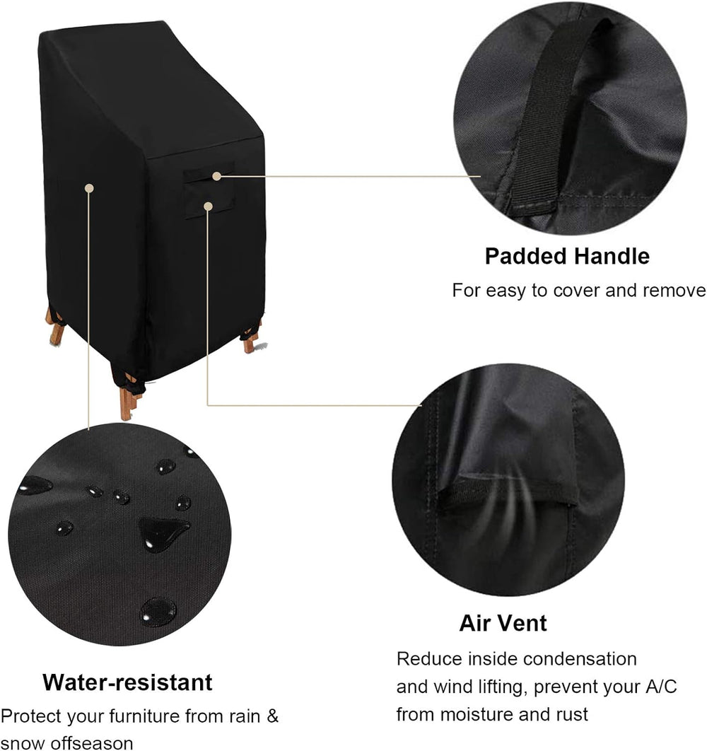 WOMACO Stackable Patio Chair Cover 2 Pack Waterproof Outdoor Stacking High Ba...
