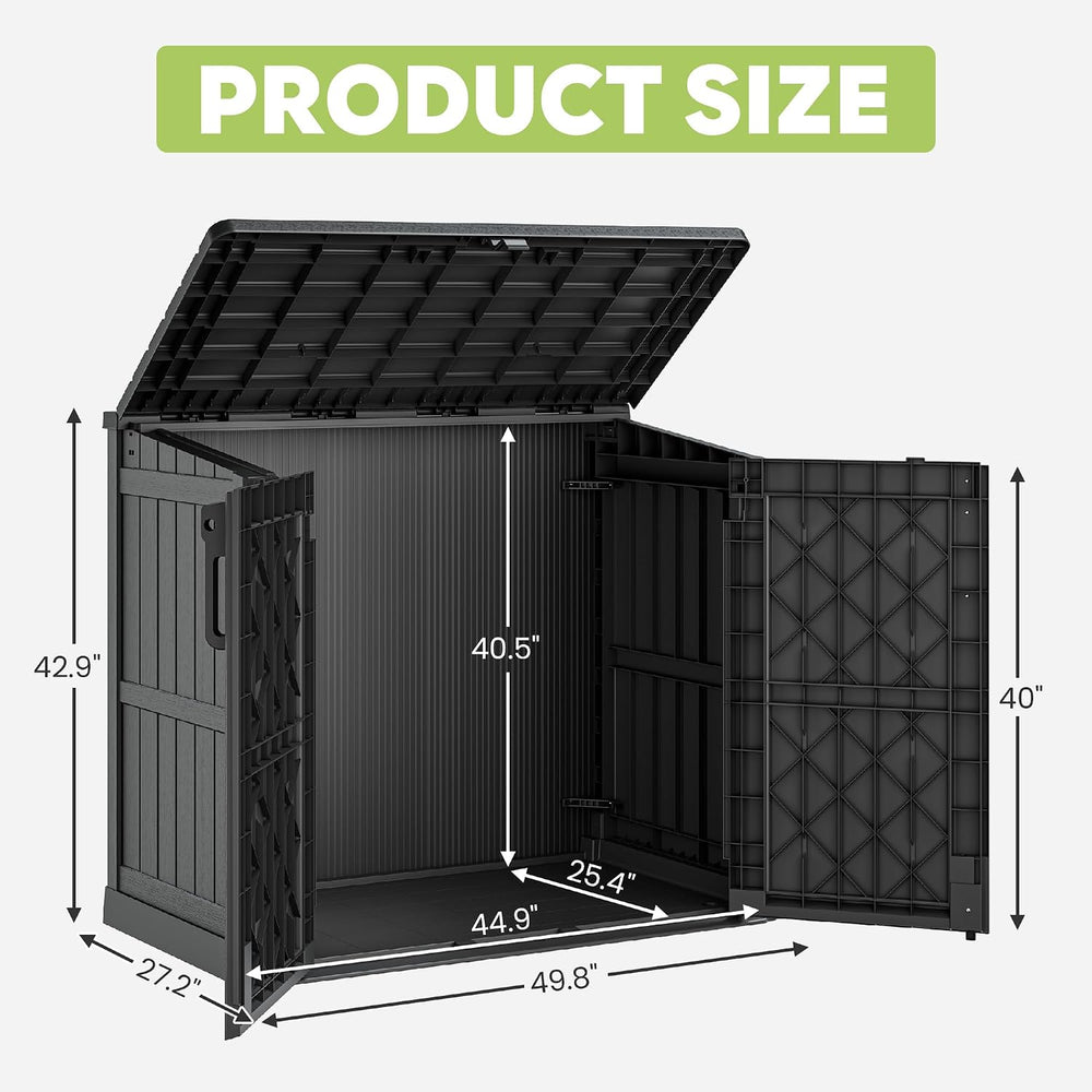 LHBcraft 36 Cu Ft Outdoor Storage Cabinet, Horizontal Resin Storage Shed Box ...