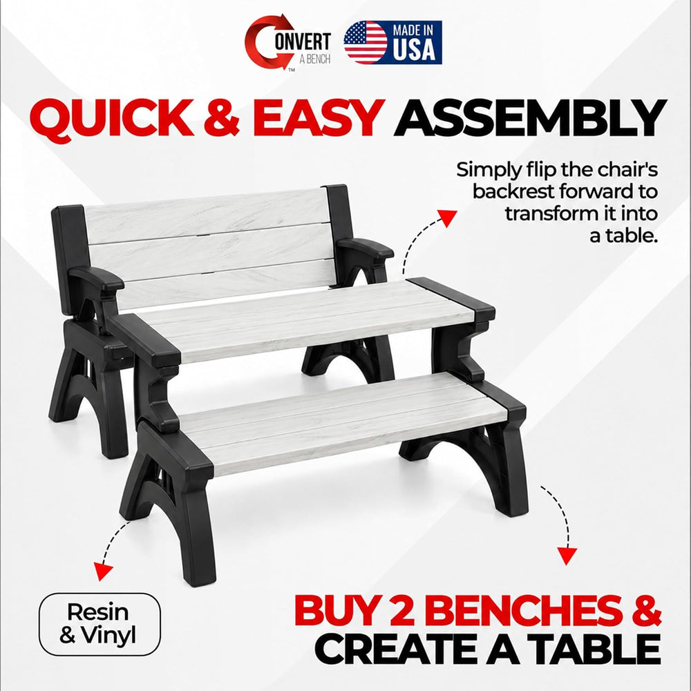 Convert-a-Bench 2-in-1 Outdoor Bench & Folding Picnic Table, Convertible