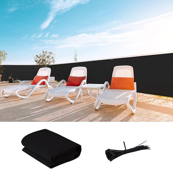 LOVE STORY Custom Size 3.3'x21' Black Balcony Privacy Screen,UV Block...