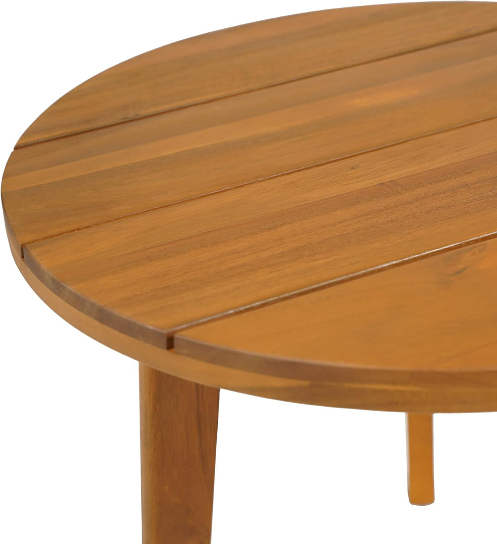 Christopher Knight Home Esther Small Outdoor Round Side Table, Slat Panel Cof...