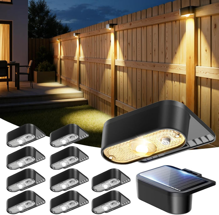 JOFIOS Fence Lights Solar Powered 12 Pack, 3000/4000/6000K 3 Modes, IP44 Waterproof Solar Deck Lights Outdoor, Dusk to Dawn Solar Step Lights for Outside, Deck, Backyard, Step, Patio, Stair Railings