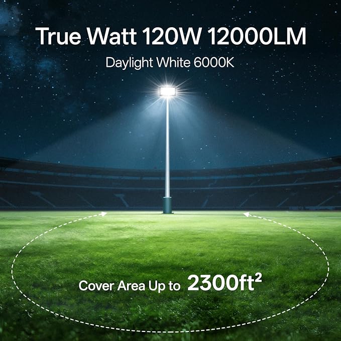 USTELLAR 120W LED Flood Lights Outdoor Hardwired 2Pack Bright 120W Equiv. 240...