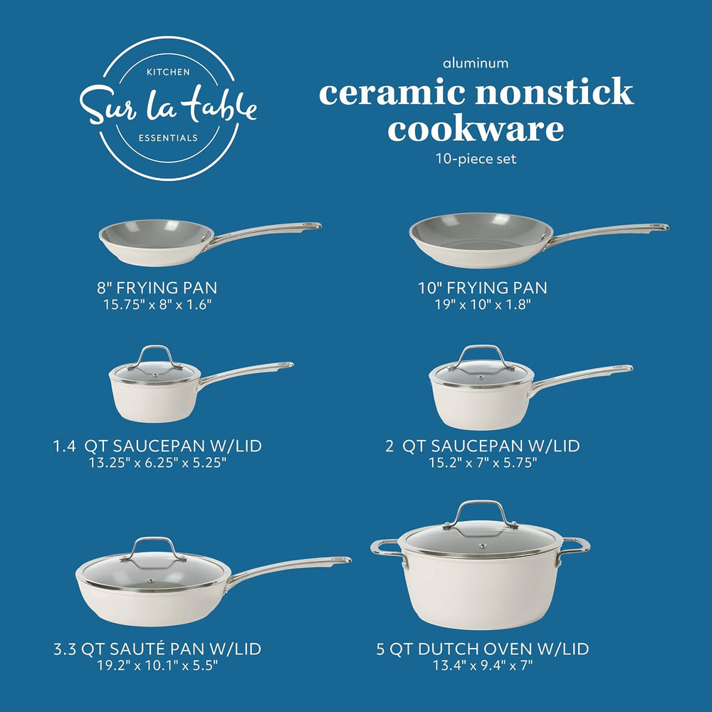 Sur La Table Kitchen Essentials 10 Piece PFA Free Non-Toxic Titanium Ceramic ...