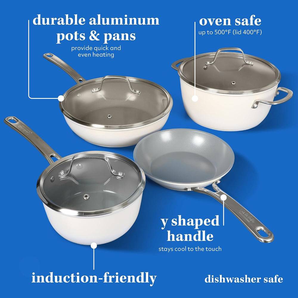 Sur La Table Kitchen Essentials 10 Piece PFA Free Non-Toxic Titanium Ceramic ...
