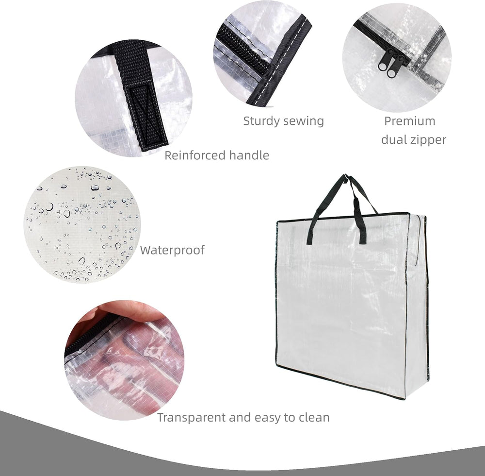 6 Pack Clear Storage Bags with Zipper and Handles, Blanket Bags For Closet St...