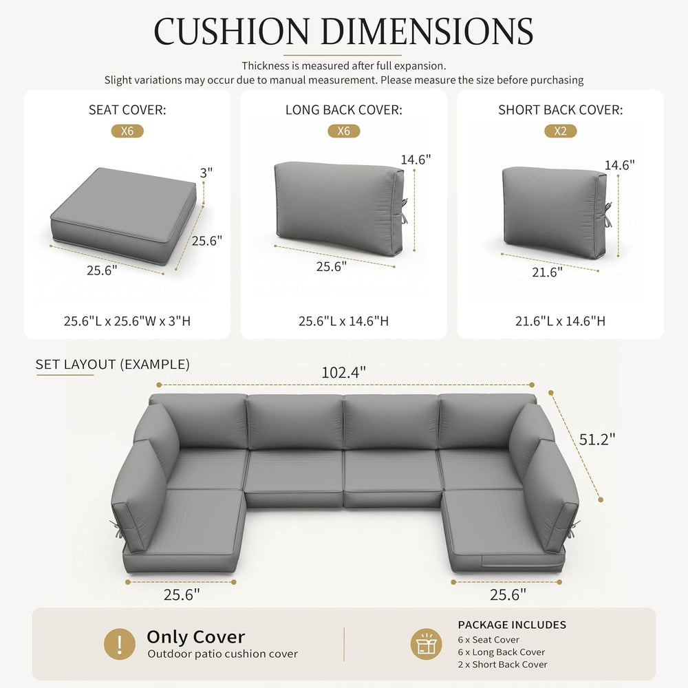 14 Pcs Outdoor Cushion Slipcovers All-Weather Patio Sofa Cover, Covers Only