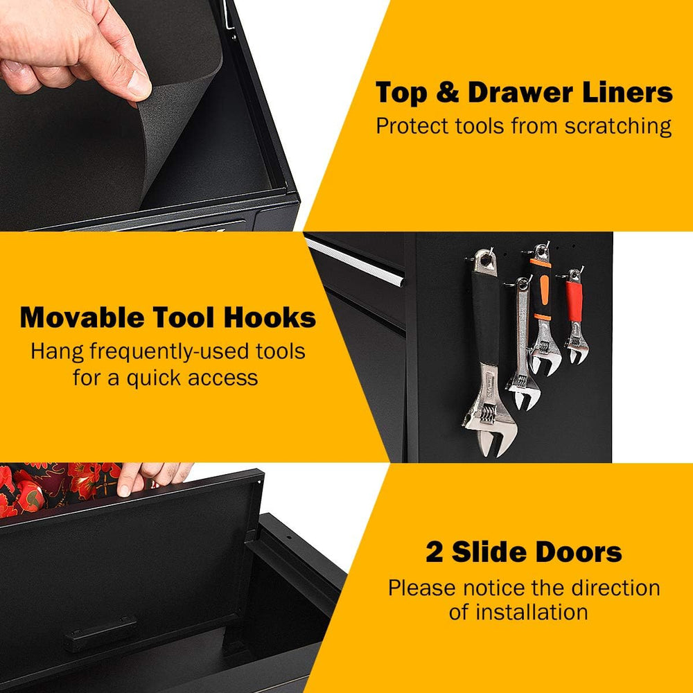 Goplus Tool Chest, 3-in-1 Rolling 6 Drawers Tool Cabinet with Detachable Top ...