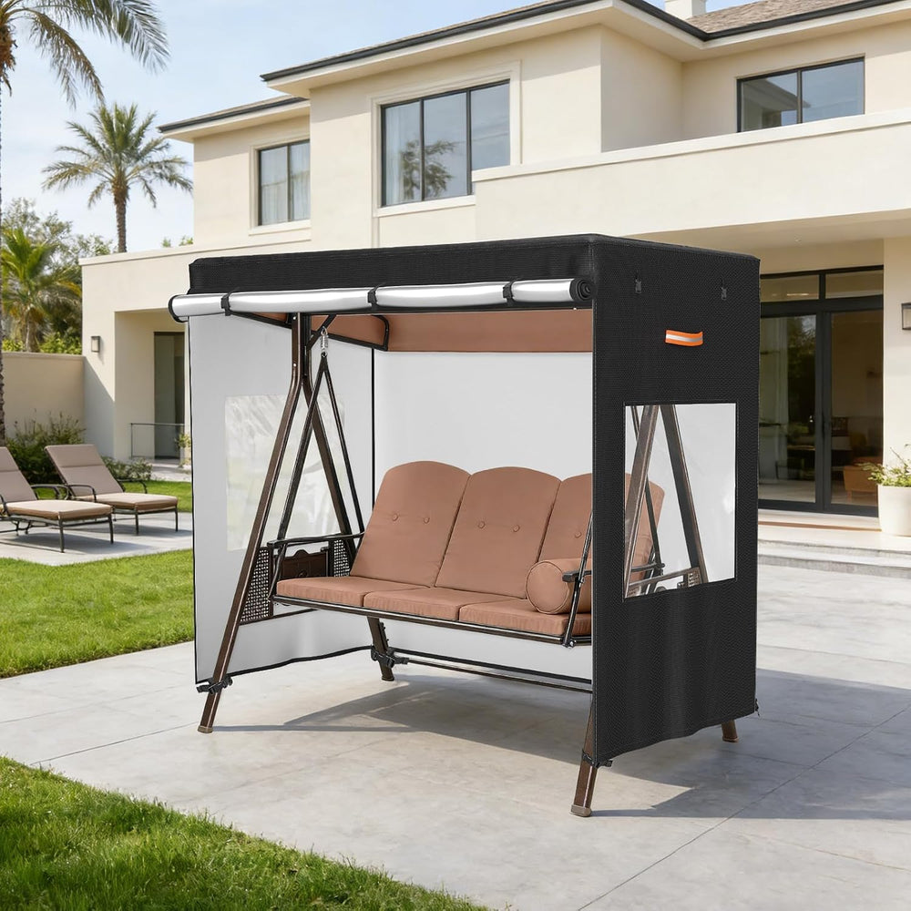 Outdoor Swing Cover 87"L x 60"W x 72"H 3-Seat Waterproof Porch...