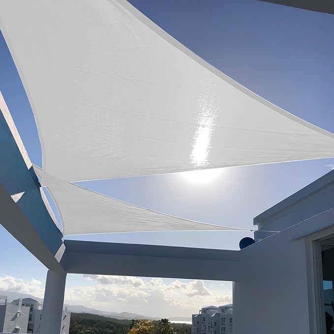 SUNNY GUARD Sun Shade Sail 16'x16'x16' Triangle Silver Grey UV Bl...