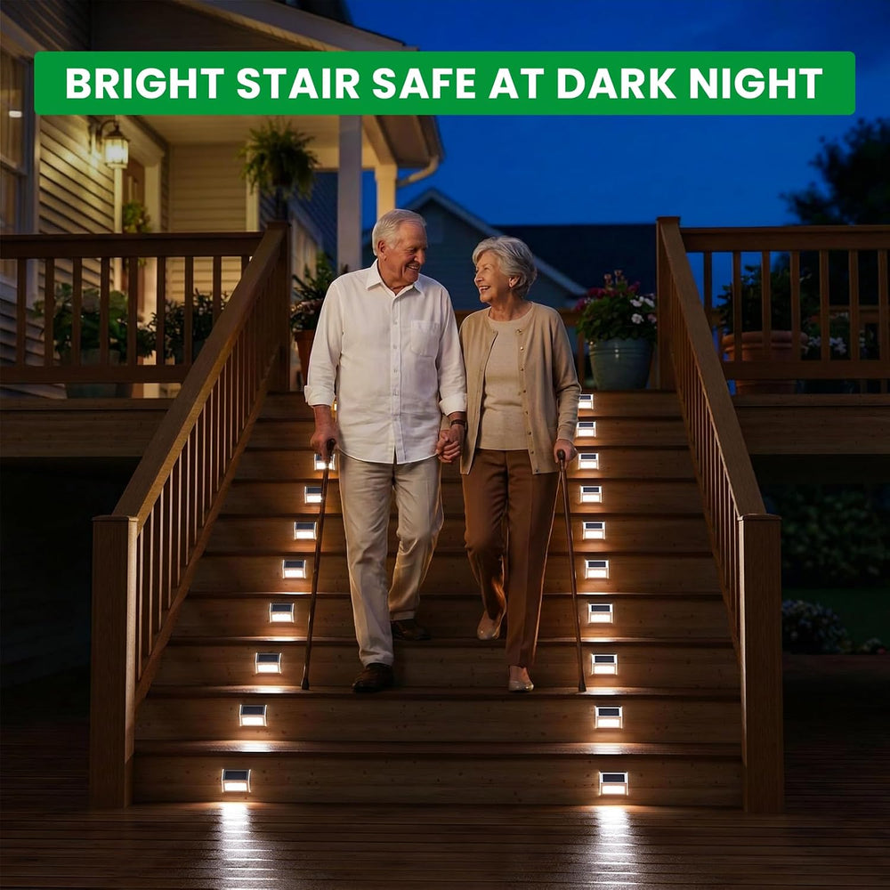 JSOT Solar Deck Lights Perfect for Fence, Step, Stair Decor-Cool White-12P