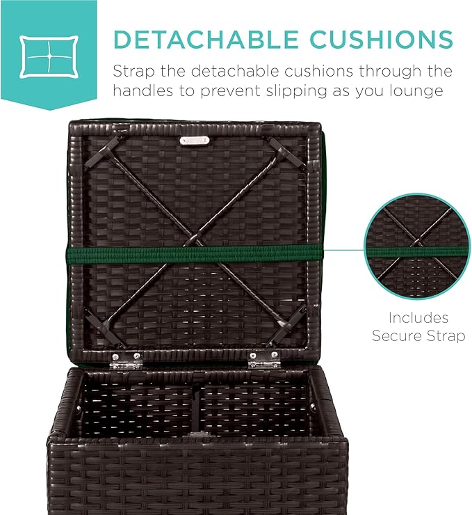 Best Choice Products Set of 2 Wicker Ottomans, Multipurpose Outdoor Furniture...