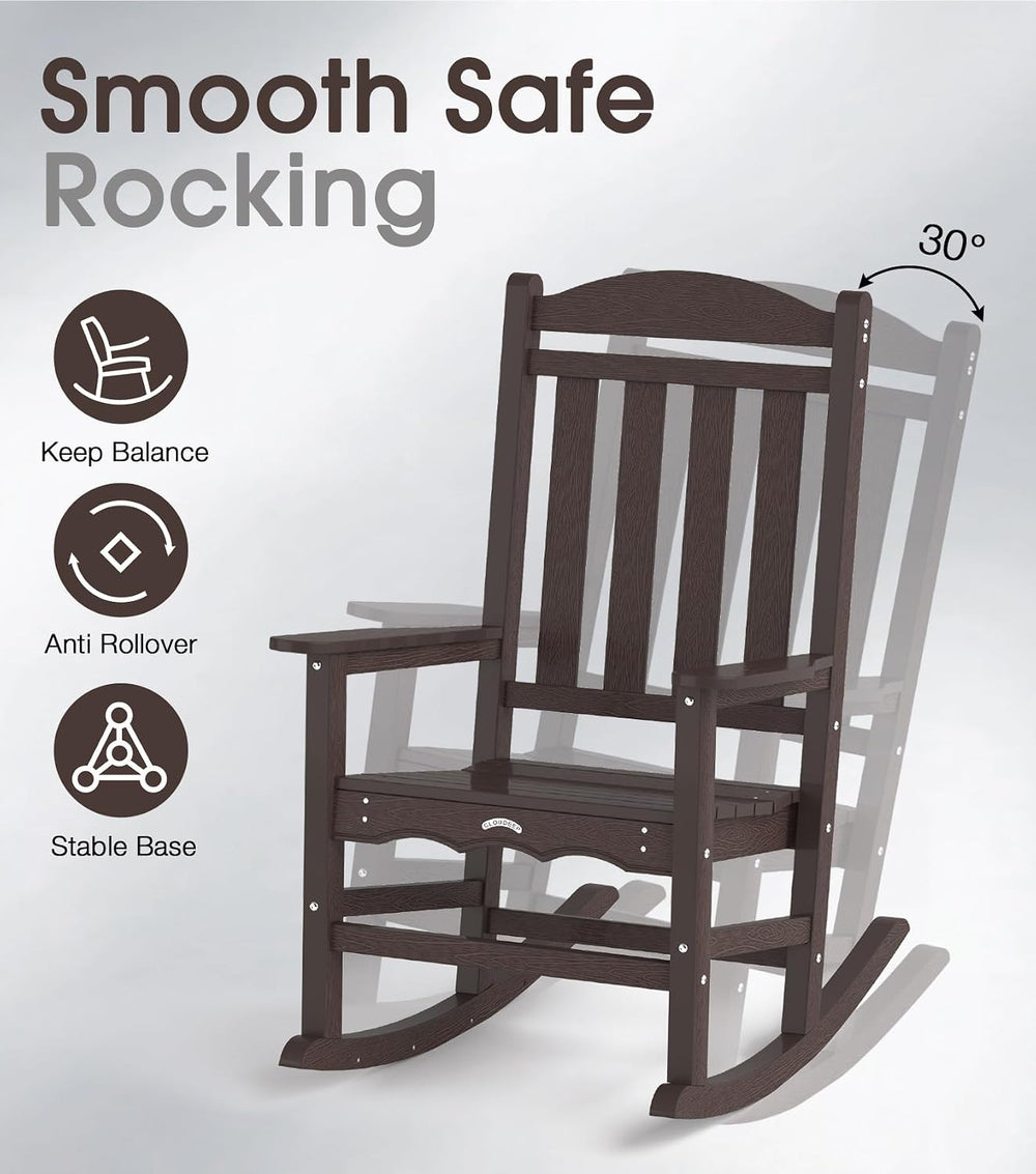 Oversized Outdoor Rocking Chai, Adirodnack Patio Rocker Heavy Duty