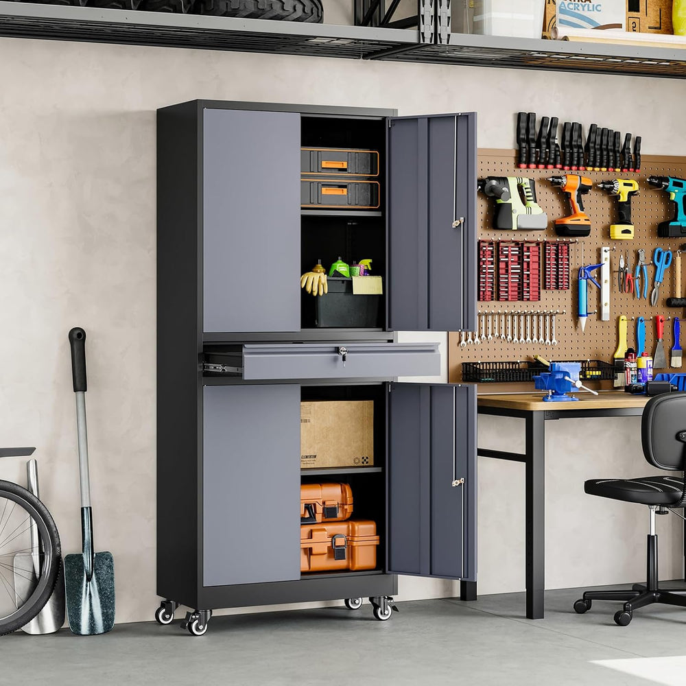 Yizosh Metal Garage Storage Cabinet with Locking Doors and Adjustable Shelves...