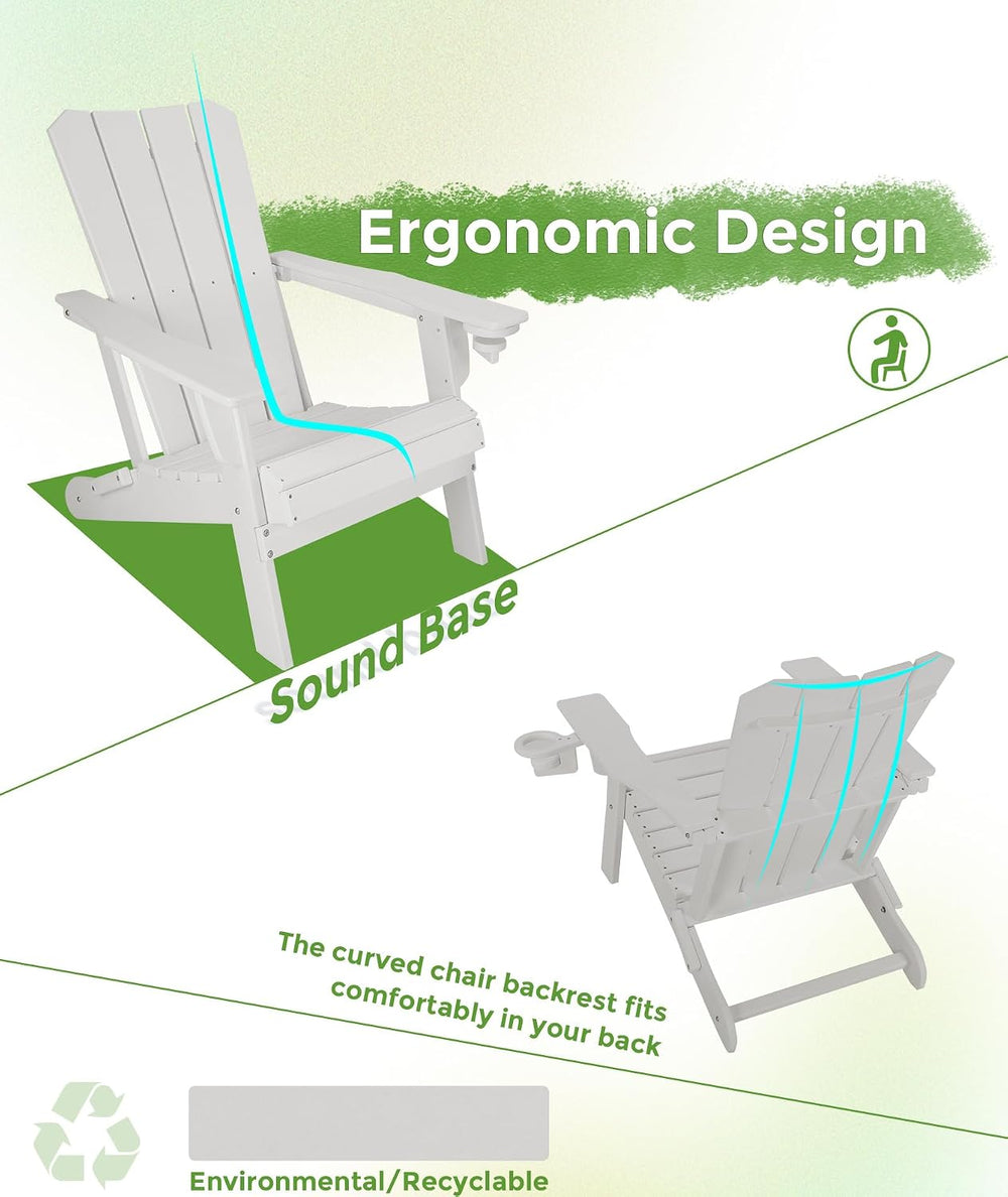 GARDENSTAR Adirondack Chair Oversized Folding Adirondack Chairs Recyclable HD...