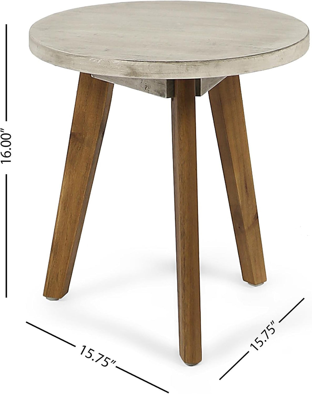 Christopher Knight Home Gino Outdoor Acacia Wood Side Table, Light Gray Finis...