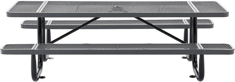 Global Industrial 8’L Rectangular Picnic Table, Expanded Metal, Gray Thermopl...