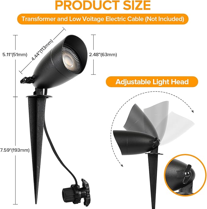 LUTEC 12V Low Voltage Landscape Lighting, Die-cast Aluminum Spot Lights with ...