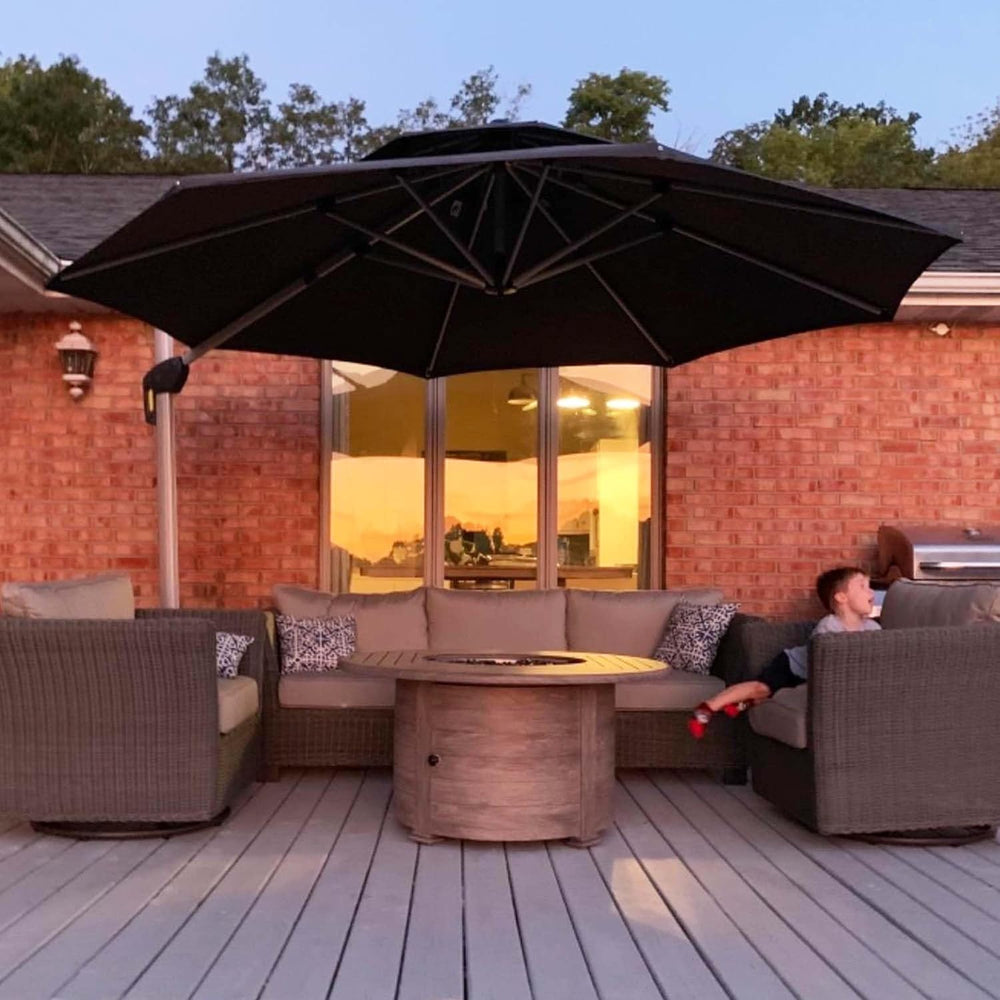 PURPLE LEAF Cantilever Patio Umbrella 11 FT Wind Resistant Canopy, Grey