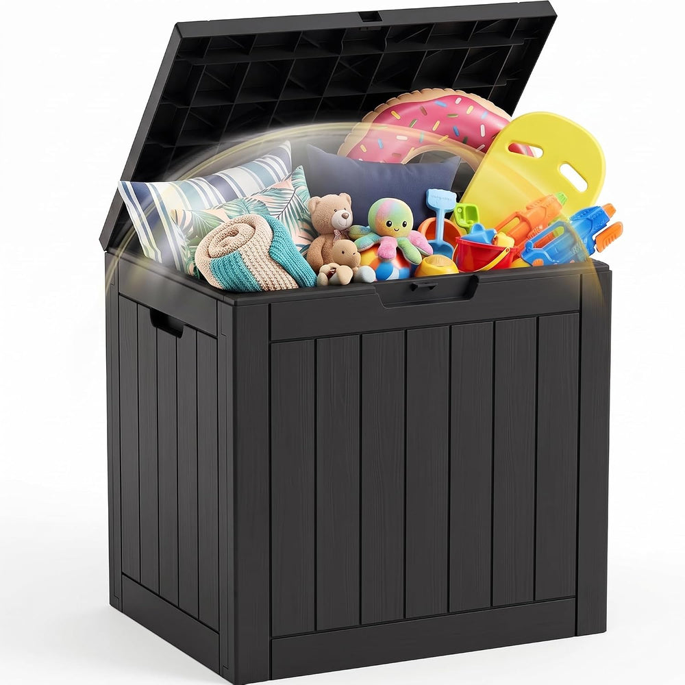Outdoor Storage Box 35 Gallon Deck Box, Waterproof Resin