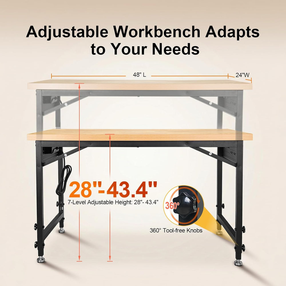 NORTHSKY 48" Heavy Duty Work Bench, 2000 LBS Capacity Small Work Table