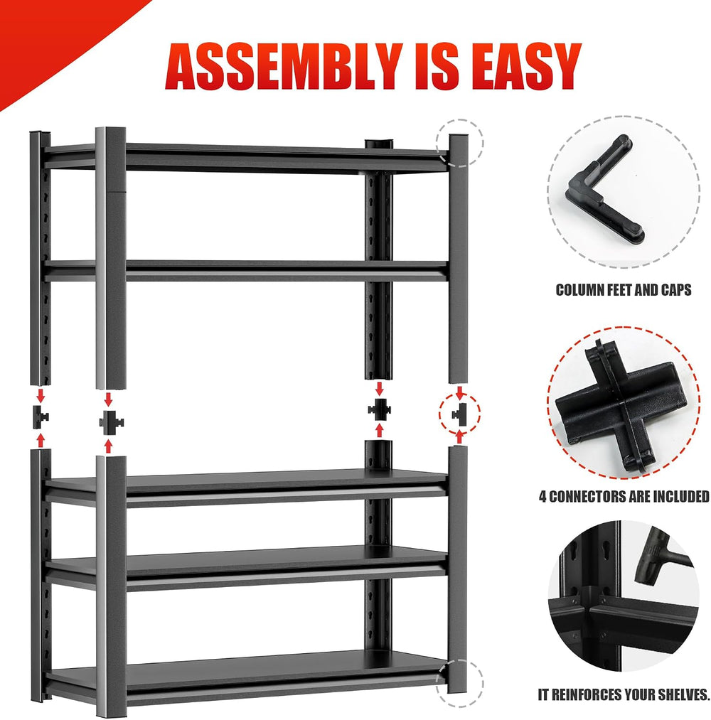 Garage Shelving Storage Rack, 48"W x 24"D x 72"H, Heavy Duty 5...