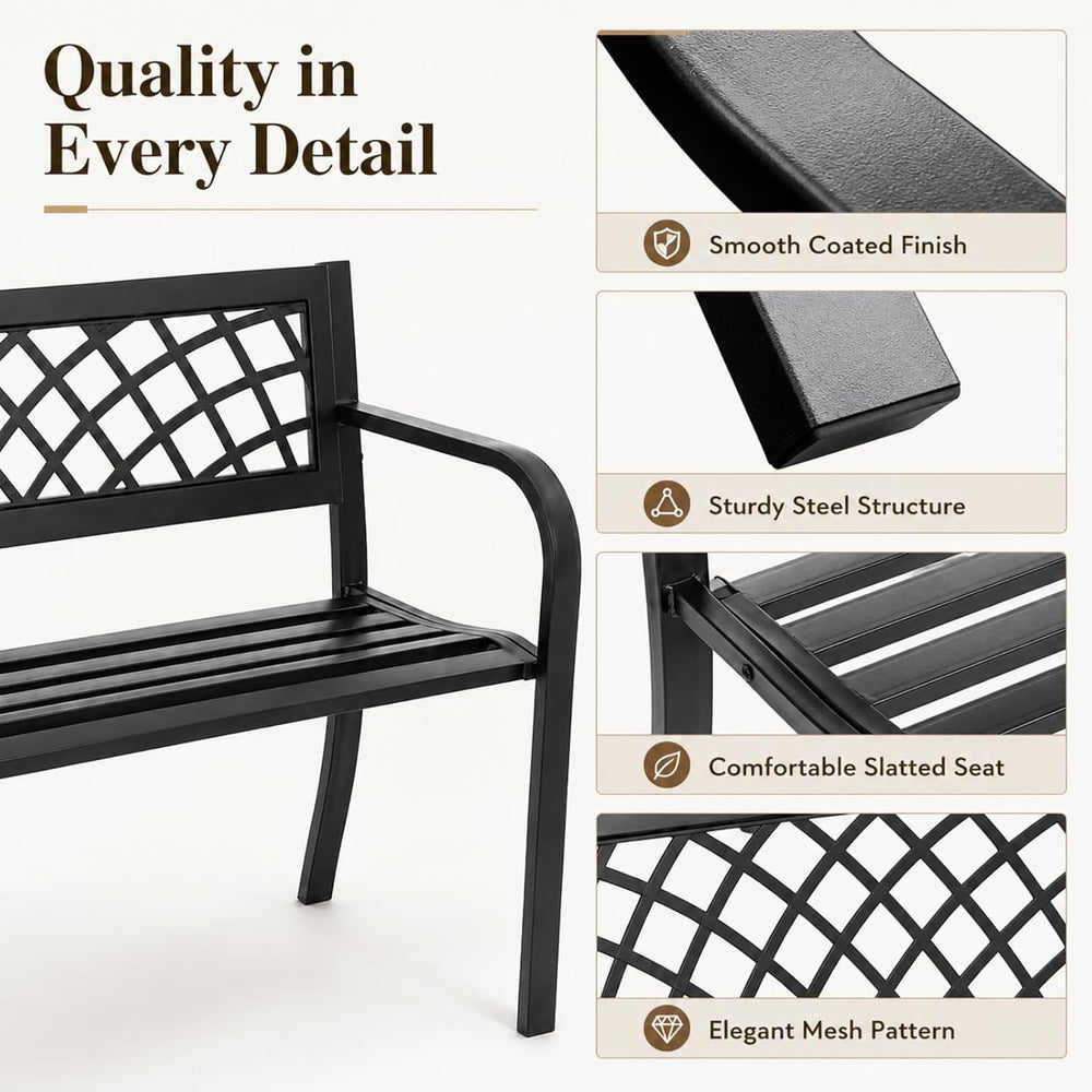 Meet perfect Outdoor Garden Bench Metal, Black