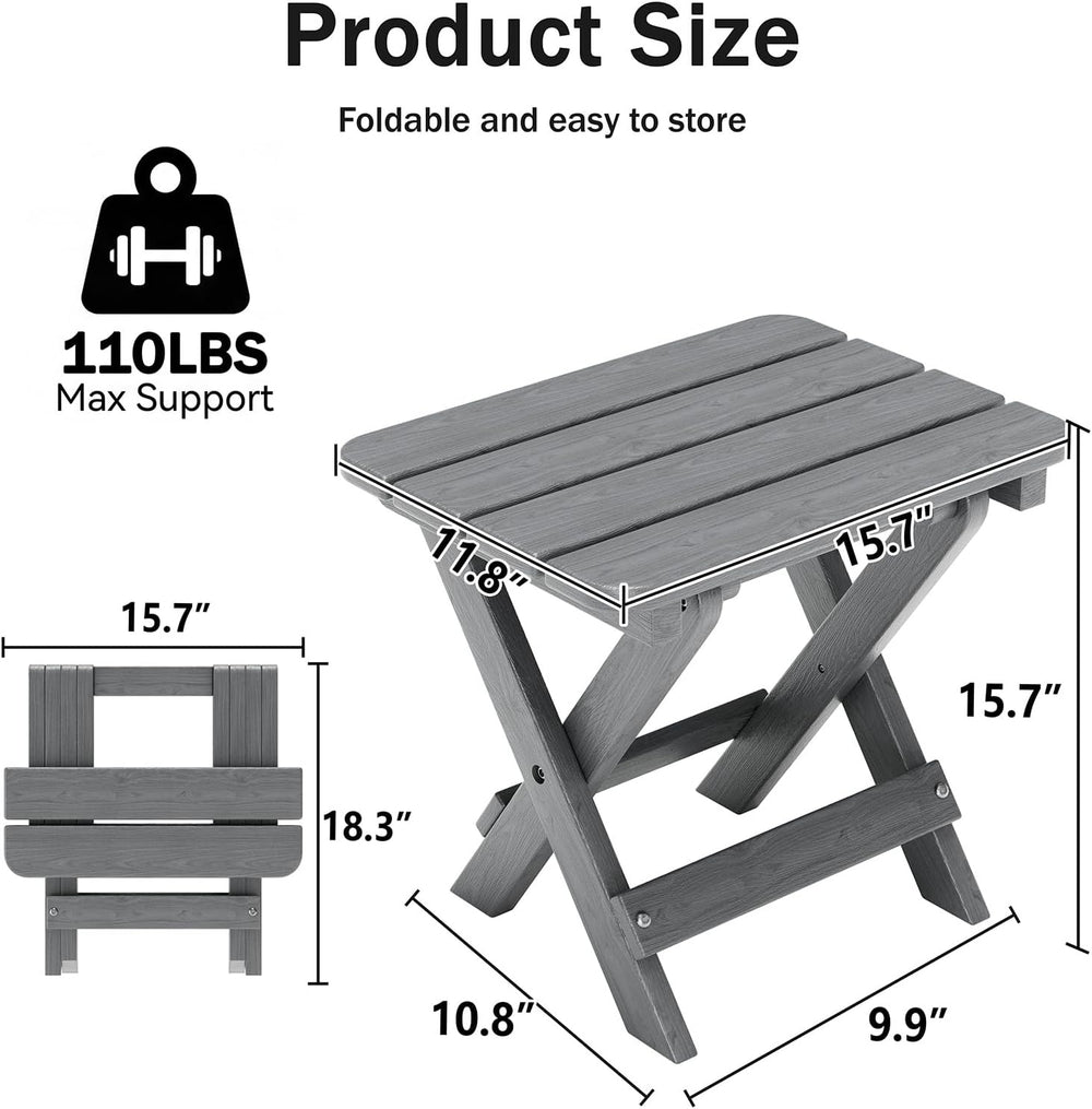 Folding Outdoor Side Table,Small HDPE Patio Table,All-Weather Compact Portabl...
