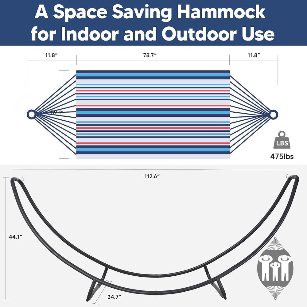 Space Saving Free Standing Hammock with Stand Included, Blue Red